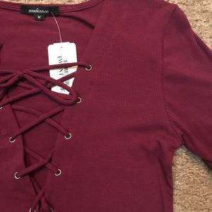 Forever 21 burgundy lace up dress
